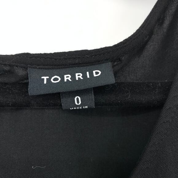 Torrid Boho Peasant Dress Womens Size 0X Black Long Sleeve Tie Waist - Picture 5 of 6